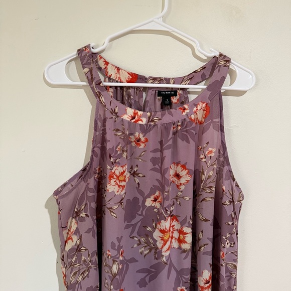 Torrid Floral Purple Halter Blouse size 1x - Picture 3 of 3